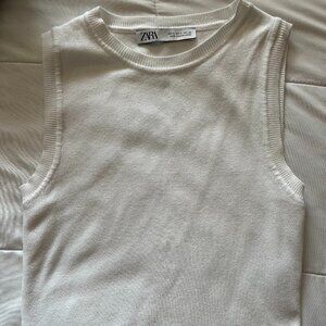 Zara White Tank Tick Material